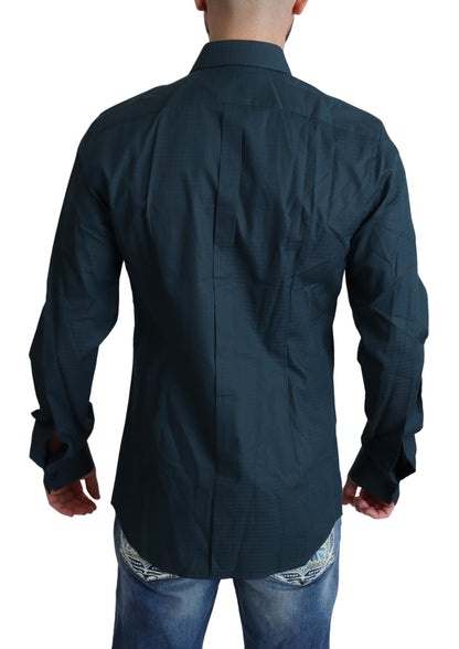 Camisa elegante de esmoquin azul con volantes