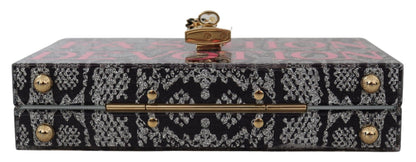 Clutch Dolce Box de resina gris con detalles dorados