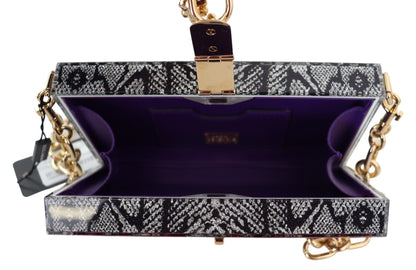 Clutch Dolce Box de resina gris con detalles dorados