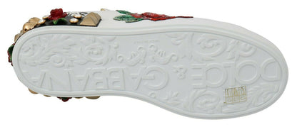 Elegantes zapatillas de cuero con lentejuelas florales