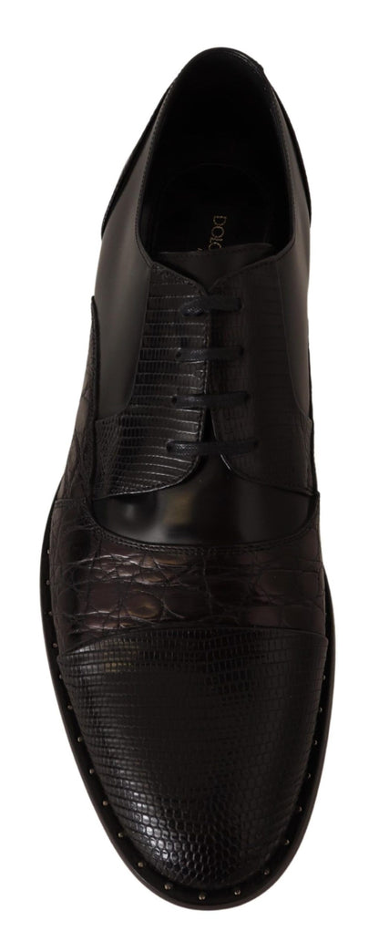 Elegantes zapatos Derby Oxford negros con punta de ala