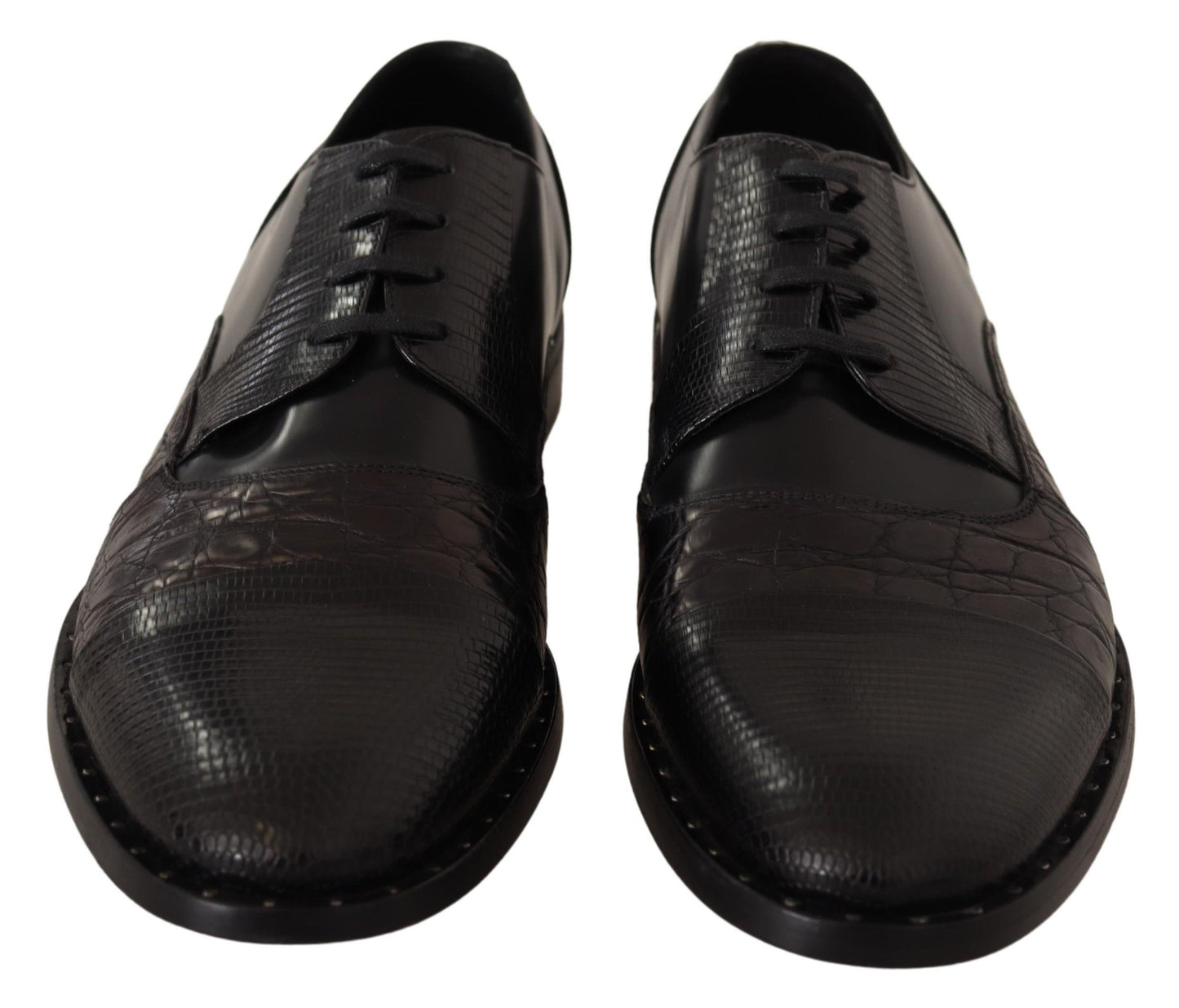 Elegantes zapatos Derby Oxford negros con punta de ala