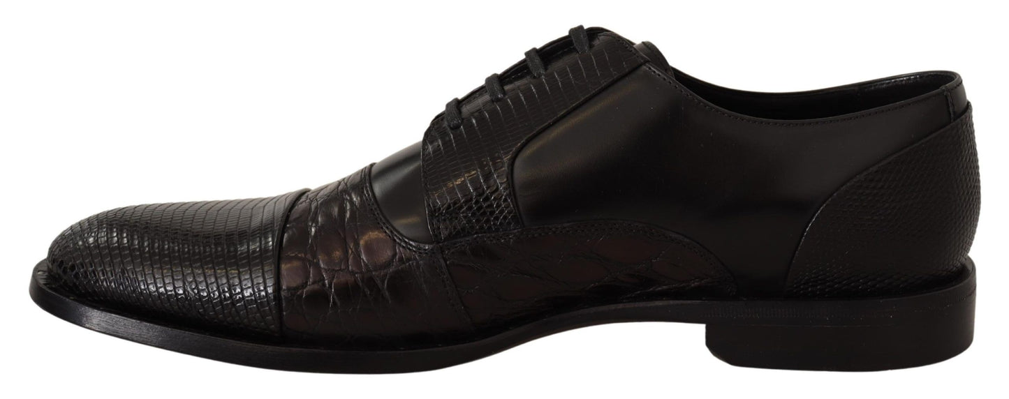 Elegantes zapatos Derby Oxford negros con punta de ala