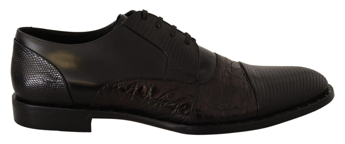 Elegantes zapatos Derby Oxford negros con punta de ala