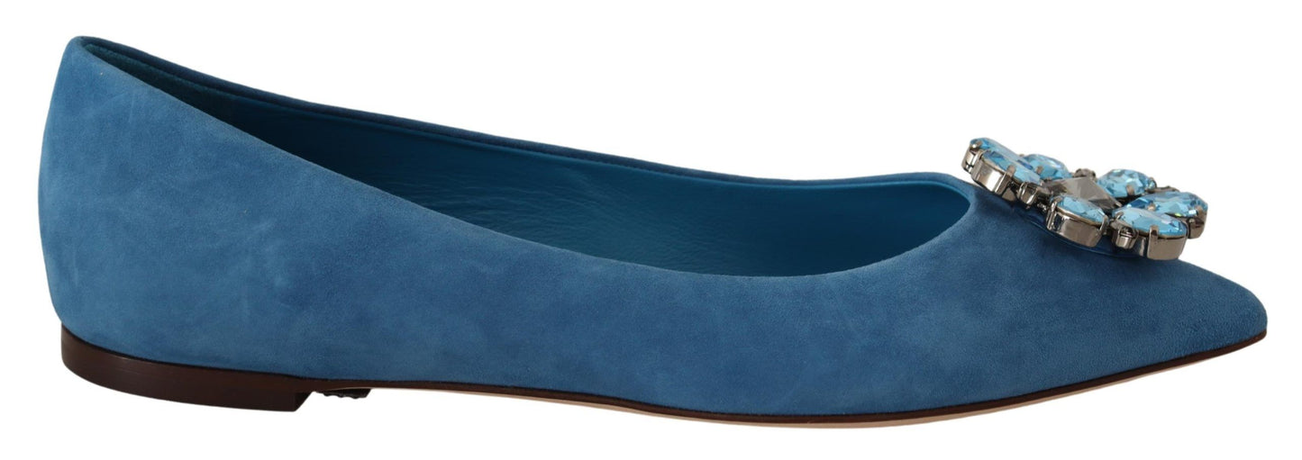 Elegantes zapatos planos de ante con adornos de cristal