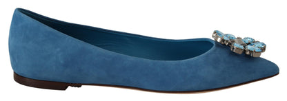 Elegantes zapatos planos de ante con adornos de cristal