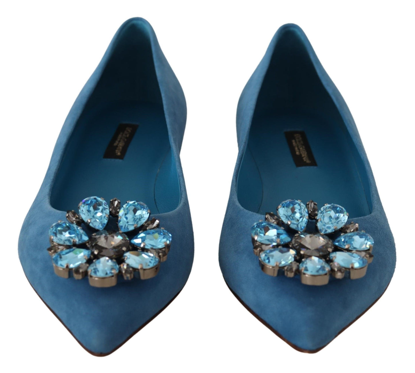 Elegantes zapatos planos de ante con adornos de cristal