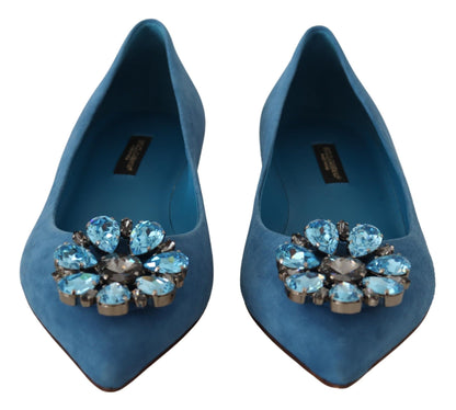 Elegantes zapatos planos de ante con adornos de cristal