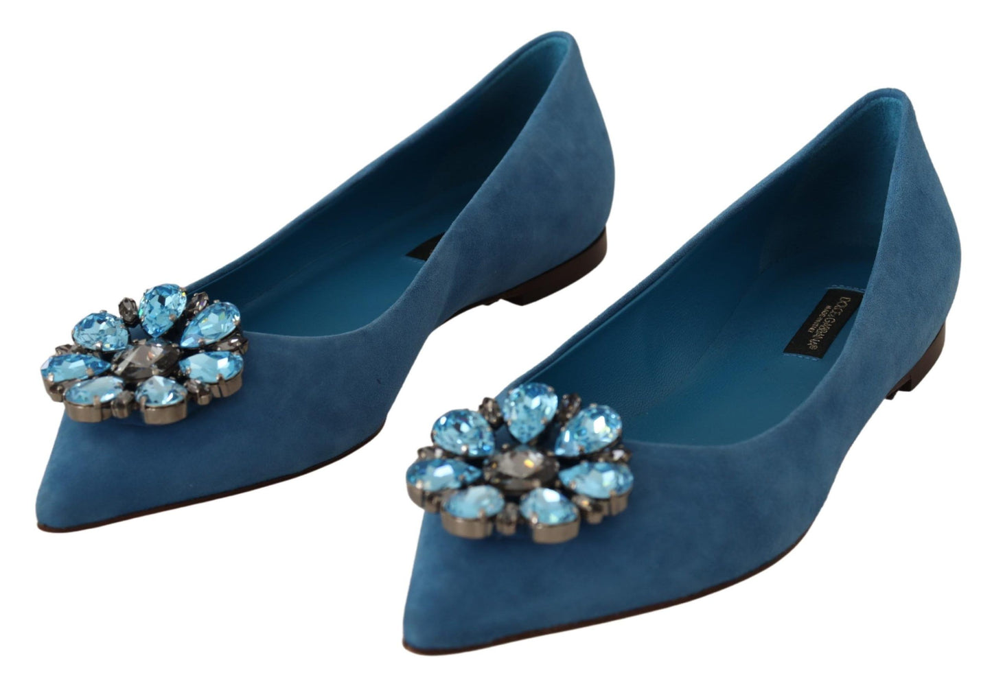 Elegantes zapatos planos de ante con adornos de cristal