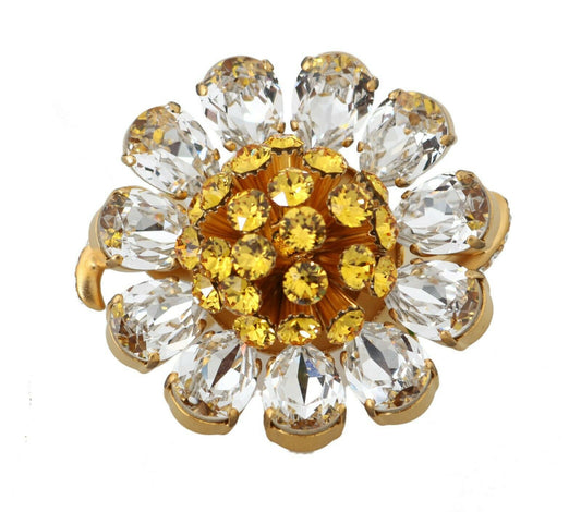 Anillo con flor de cristal, talla 7,5 EE. UU.