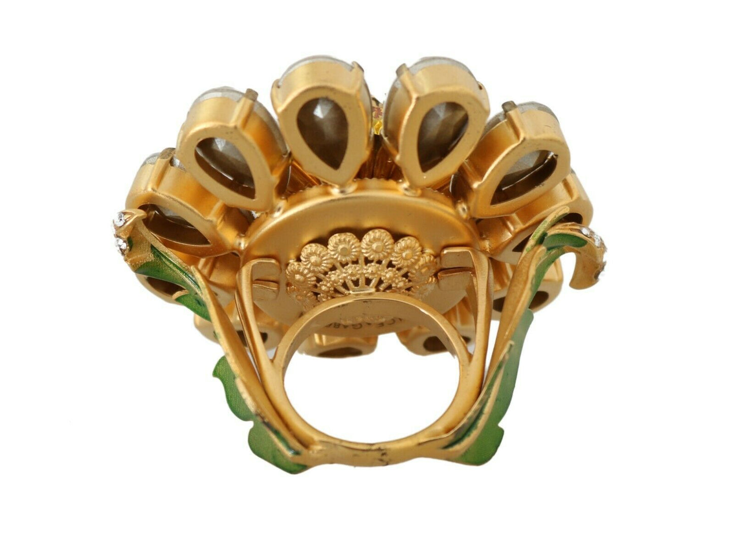 Anillo con flor de cristal, talla 7,5 EE. UU.