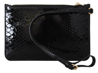 Cartera de cuero exótico de color negro