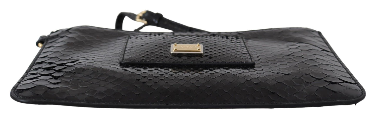 Cartera de cuero exótico de color negro