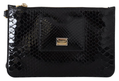Cartera de cuero exótico de color negro