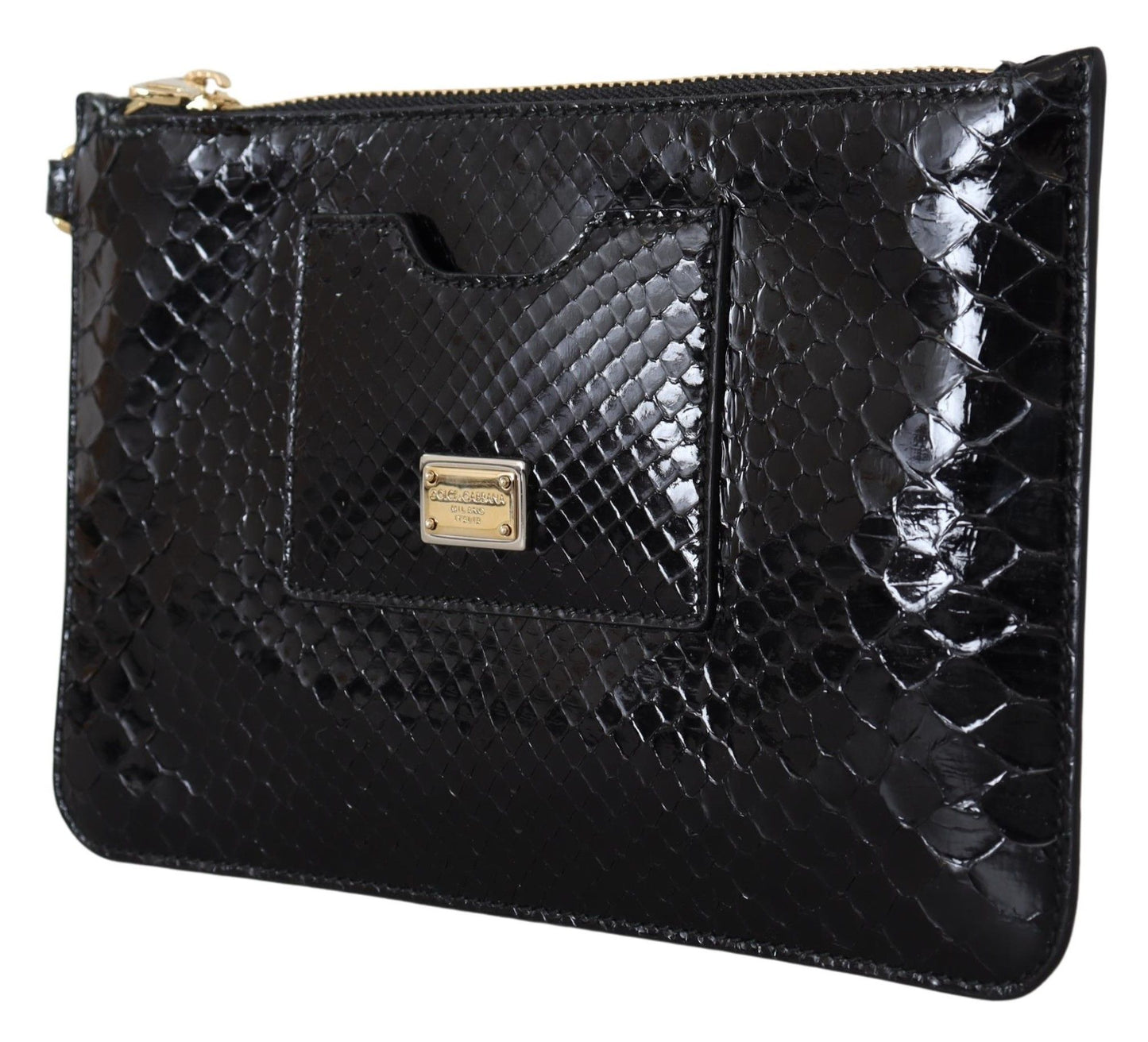 Cartera de cuero exótico de color negro