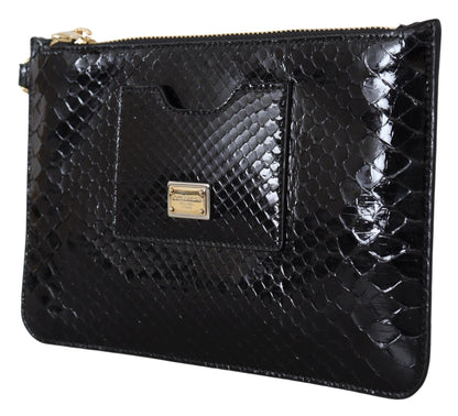 Cartera de cuero exótico de color negro