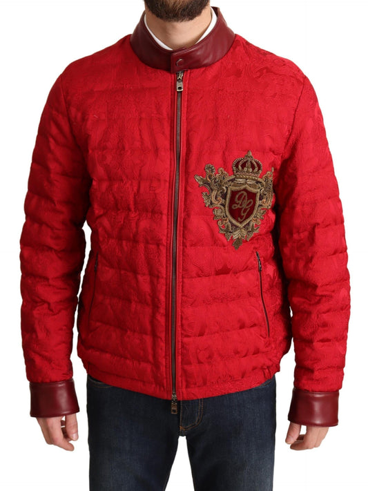 Chaqueta bomber de diseño roja y dorada