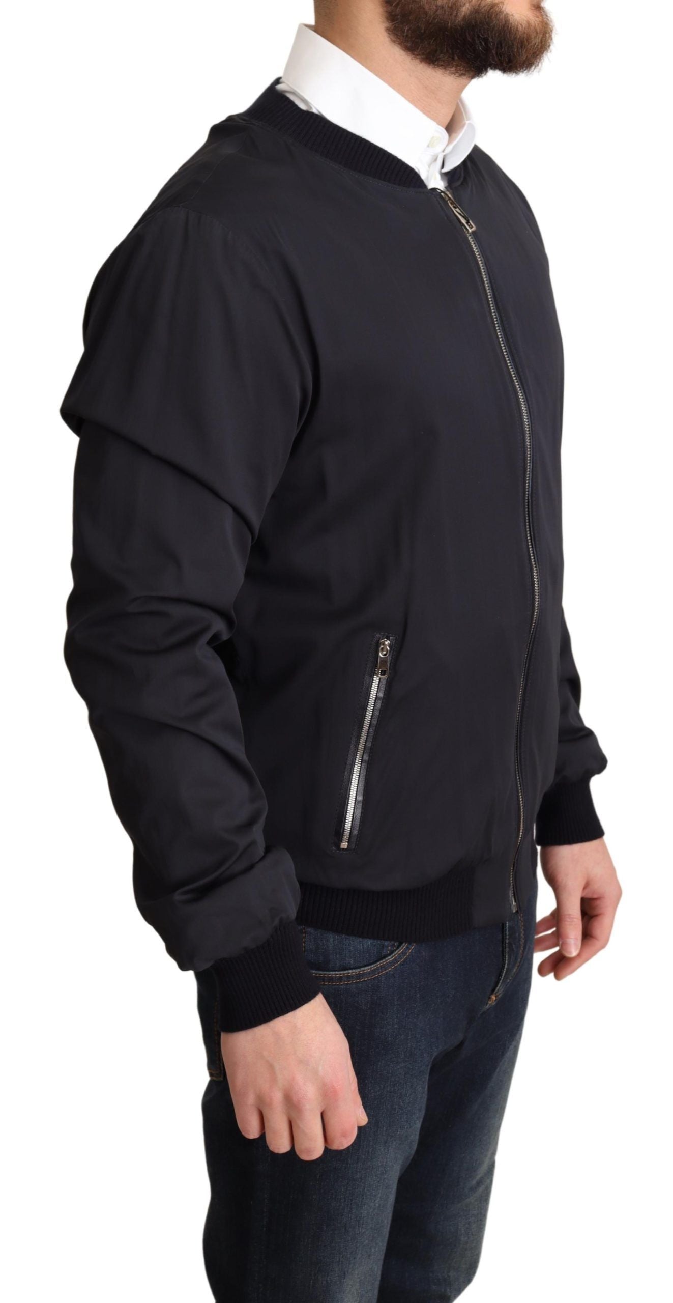 Elegante chaqueta bomber de mezcla de seda