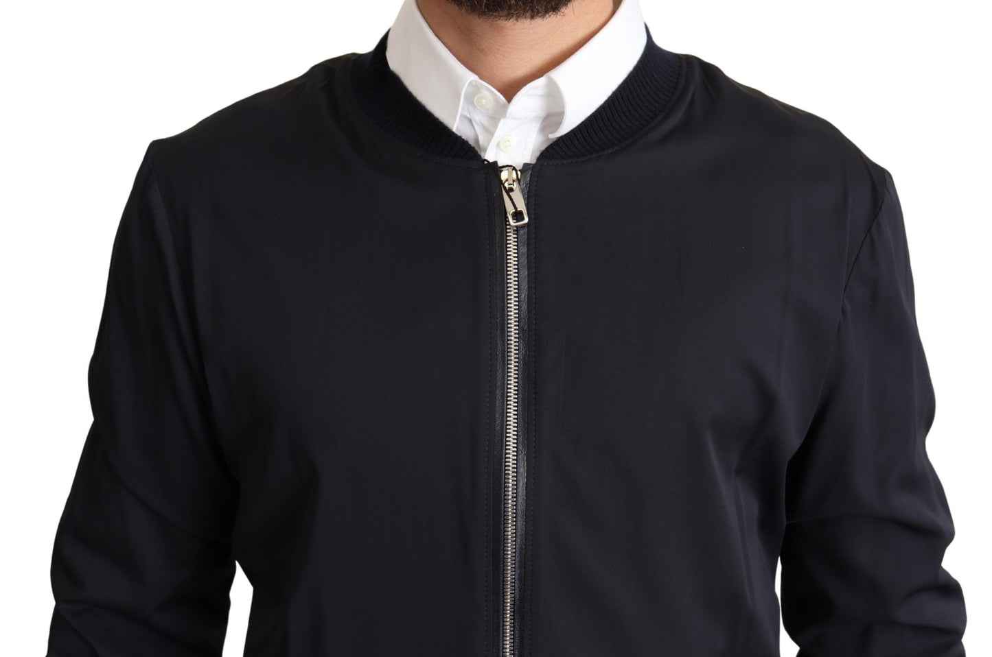Elegante chaqueta bomber de mezcla de seda