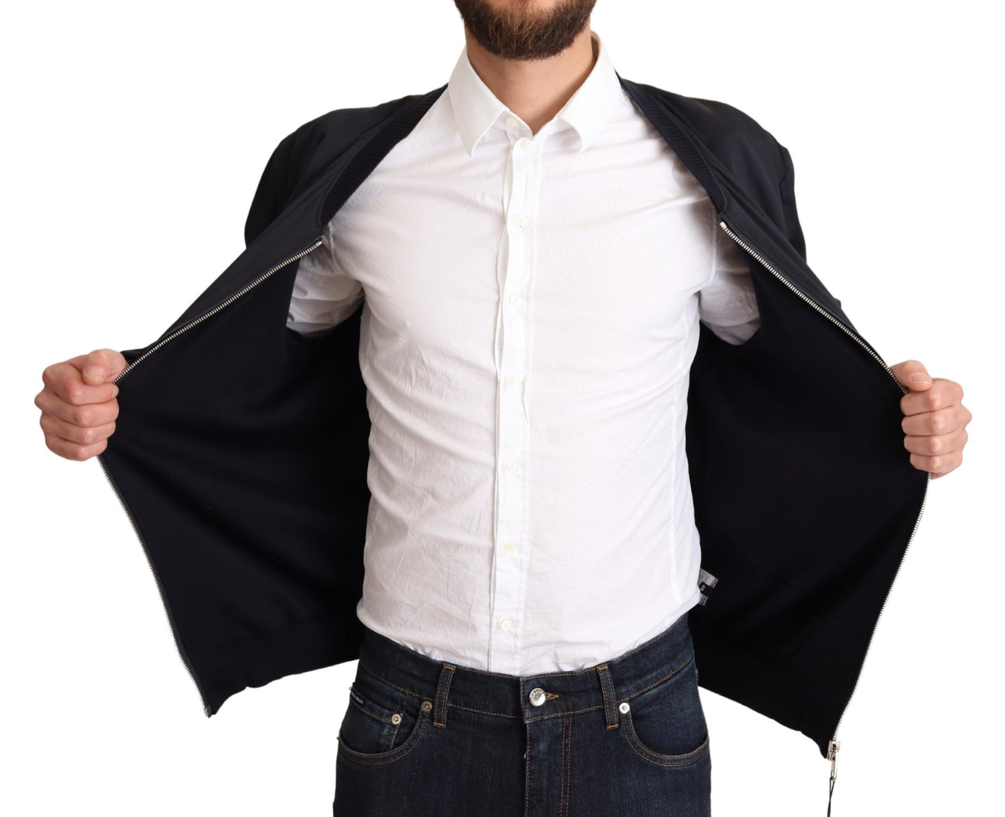 Elegante chaqueta bomber de mezcla de seda