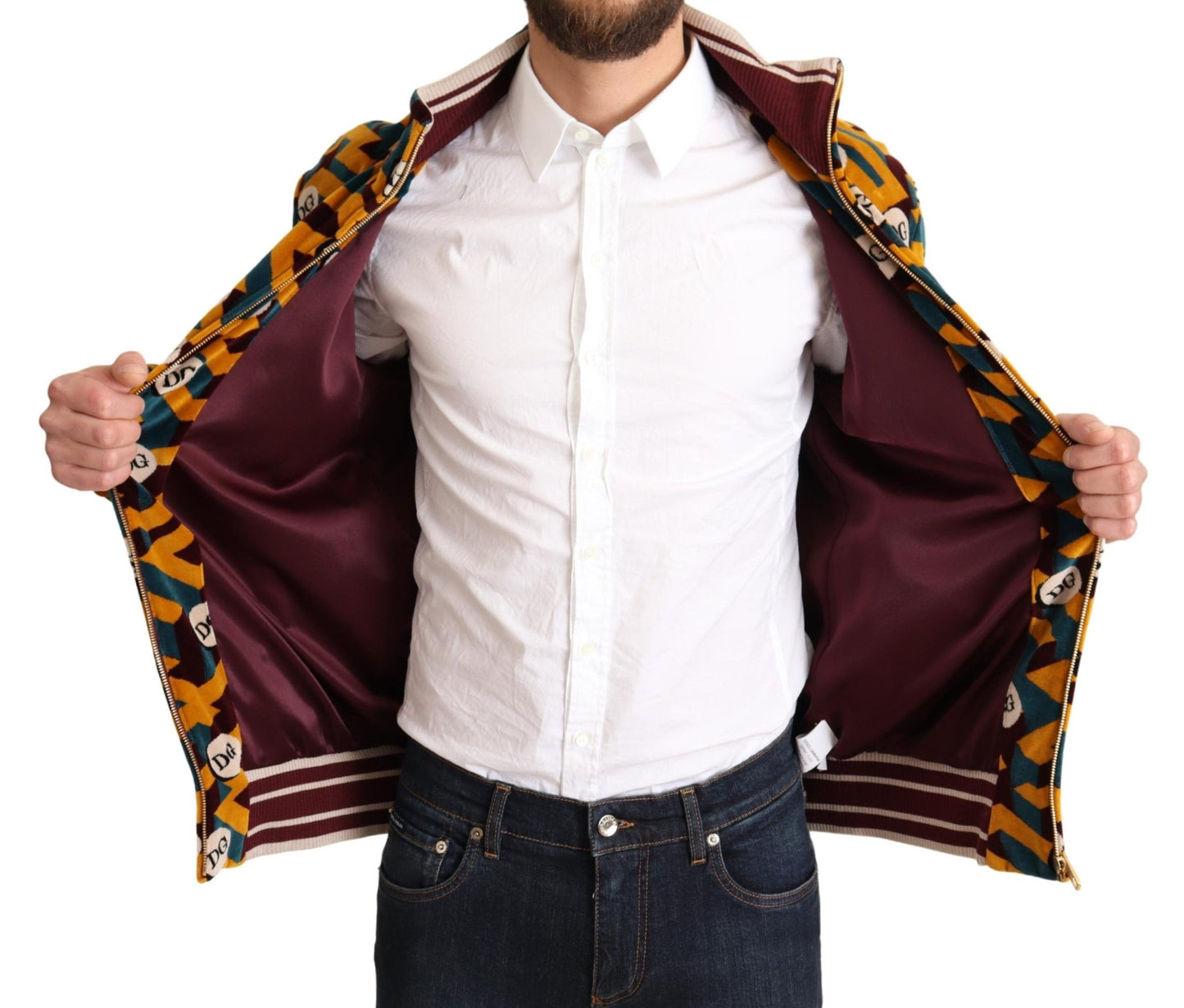 Suéter elegante con cremallera multicolor