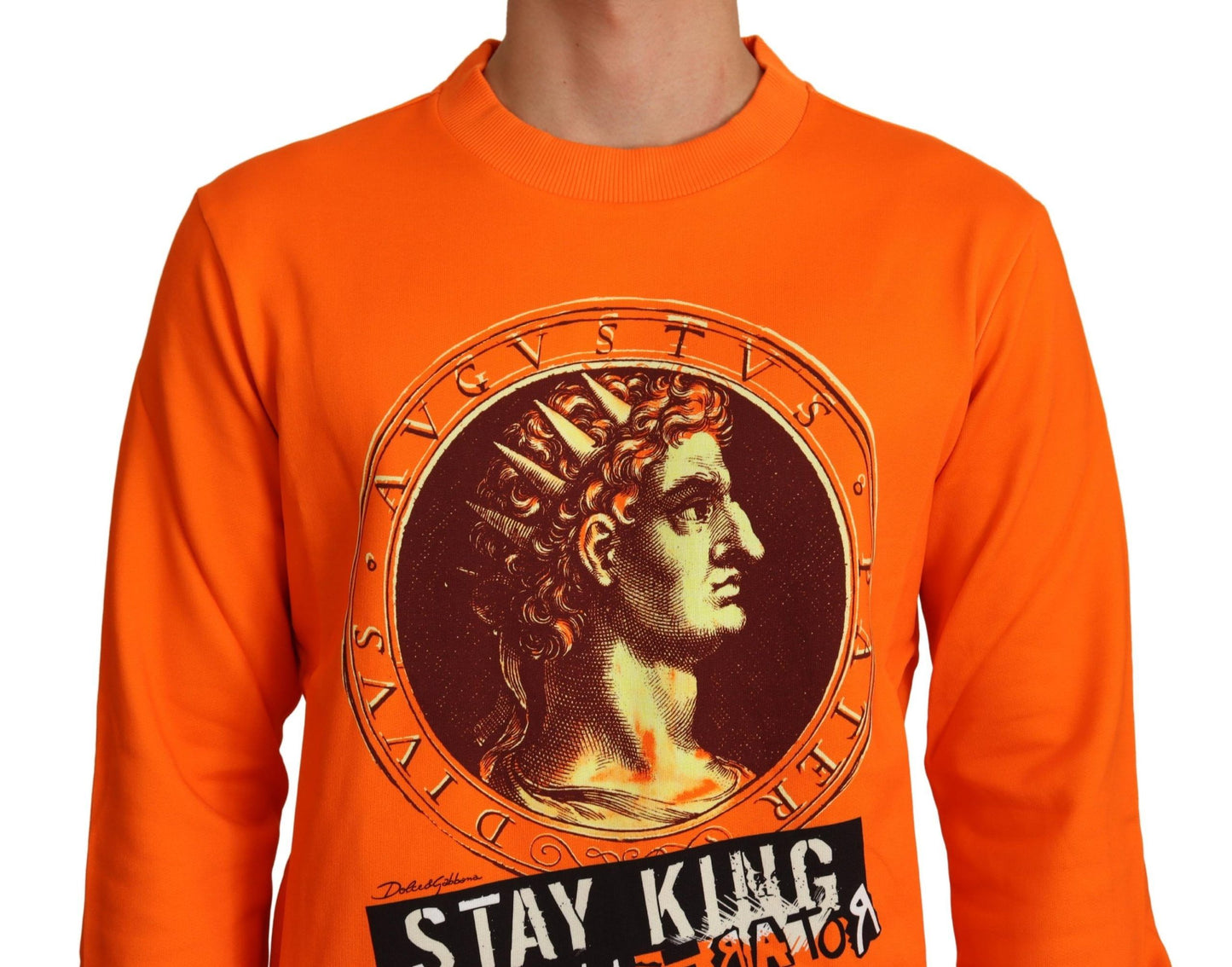 Suéter de algodón con cuello redondo Regal en naranja