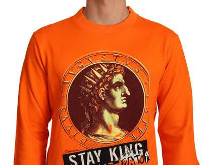 Suéter de algodón con cuello redondo Regal en naranja