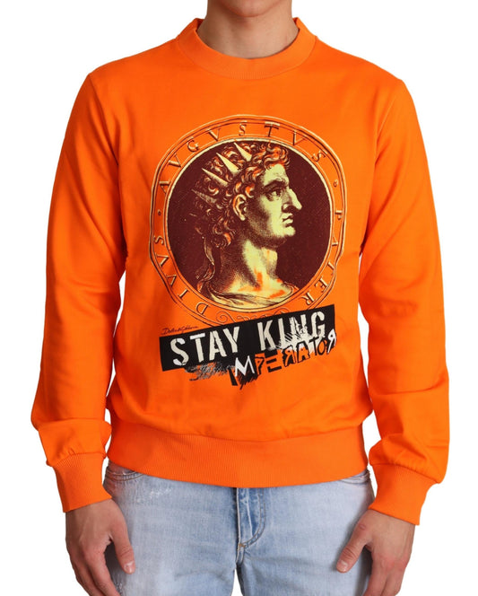 Suéter de algodón con cuello redondo Regal en naranja