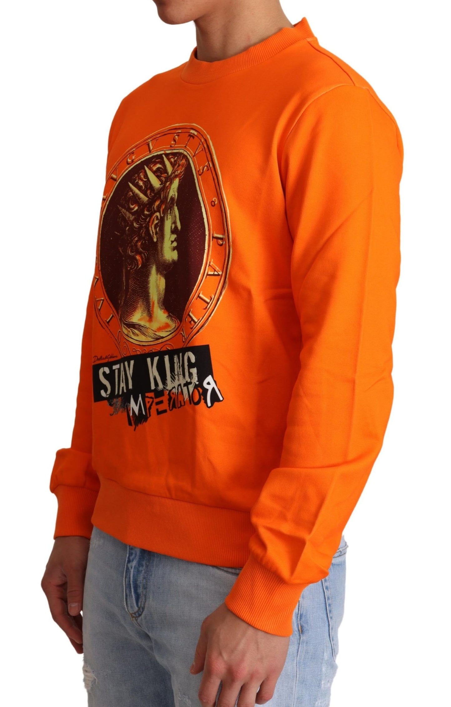 Suéter de algodón con cuello redondo Regal en naranja