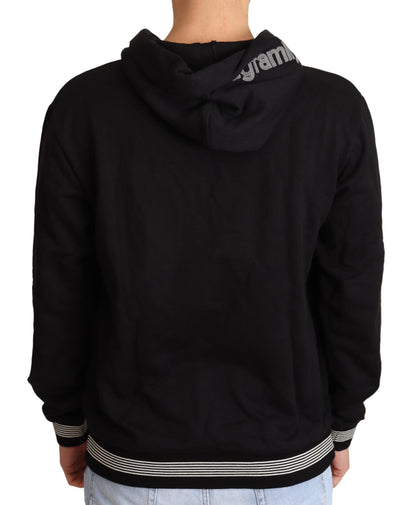 Elegante suéter de algodón negro bordado