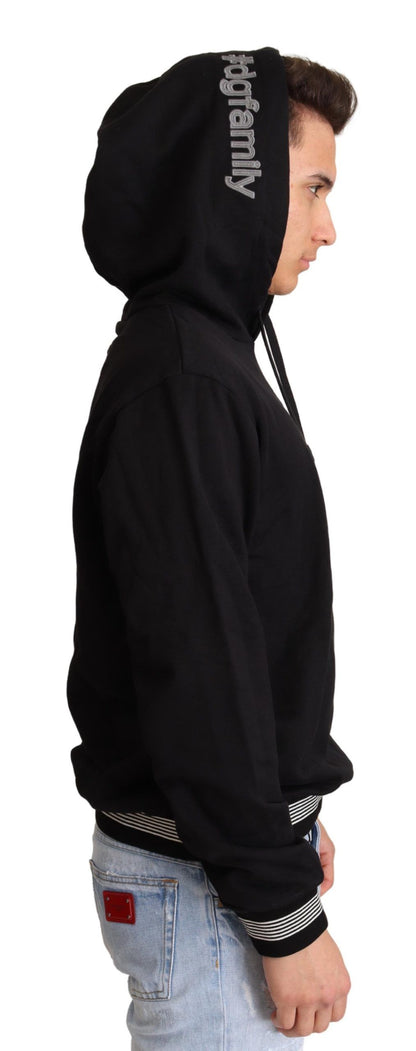 Elegante suéter de algodón negro bordado