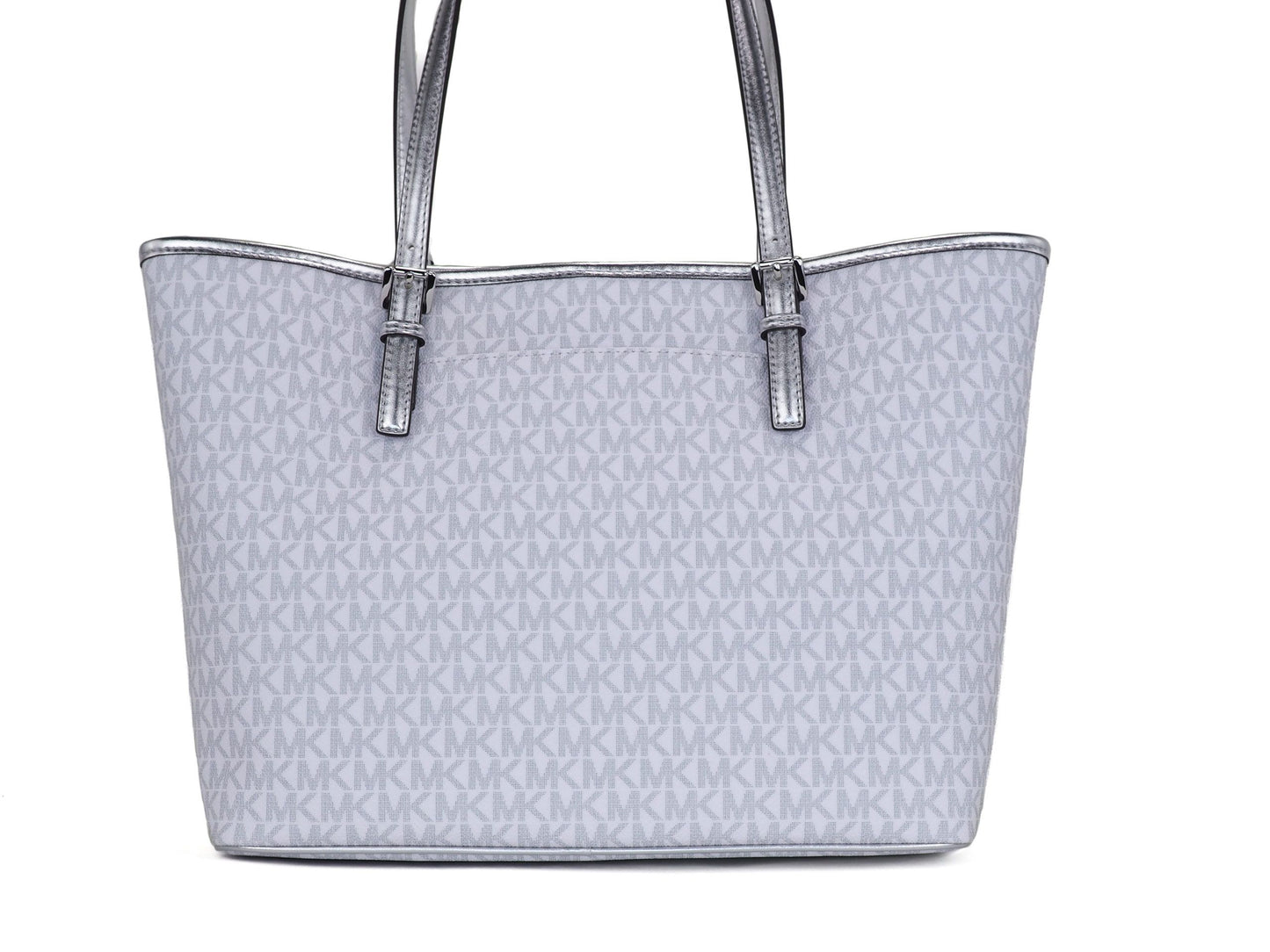 Bolso de hombro Jet Set Girls con estampado de firma, tamaño mediano, de PVC (blanco brillante y multicolor)