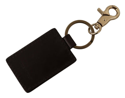 Elegante llavero unisex de piel con detalle dorado