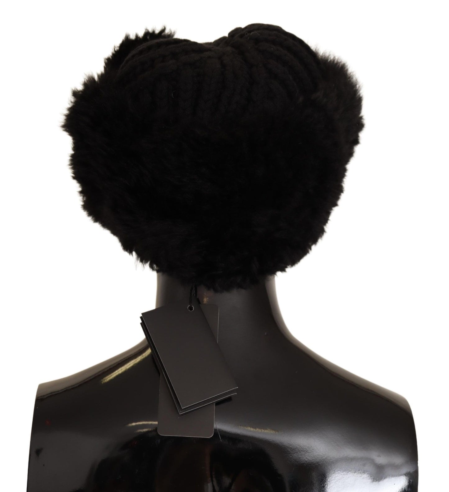 Elegante gorro de piel de alpaca y cachemira negra