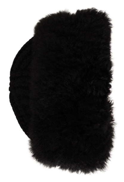 Elegante gorro de piel de alpaca y cachemira negra