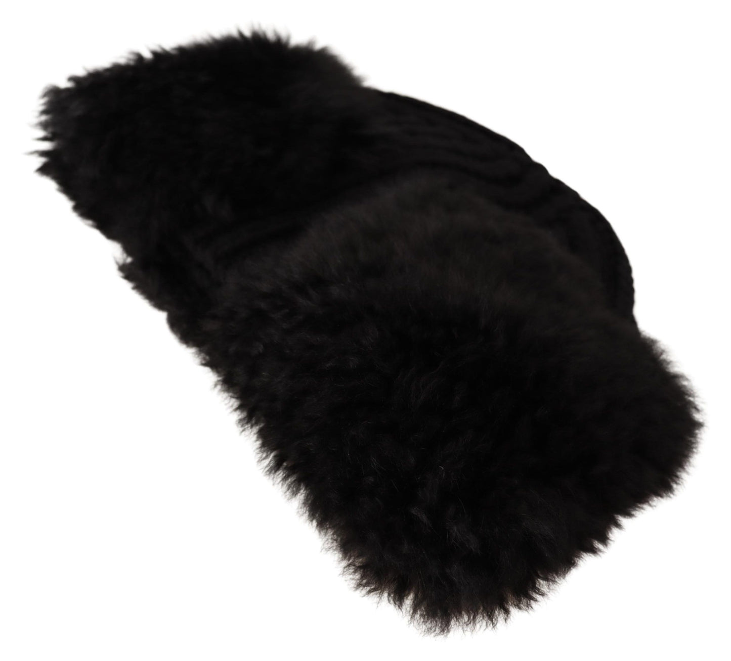 Elegante gorro de piel de alpaca y cachemira negra