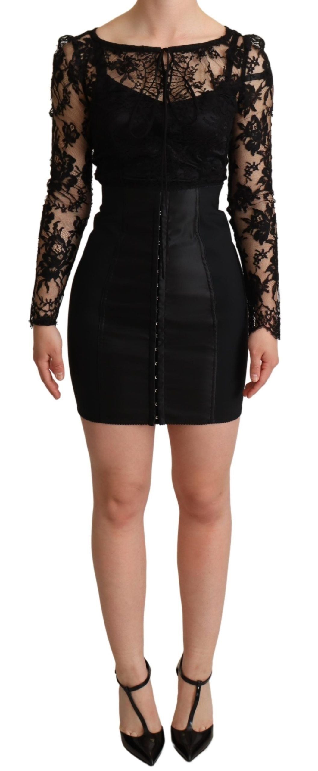 Elegante minivestido de encaje negro Delight