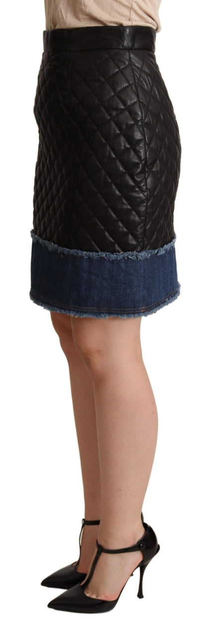 Minifalda elegante de cuero con cintura alta