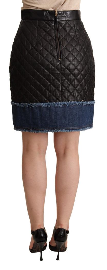 Minifalda elegante de cuero con cintura alta