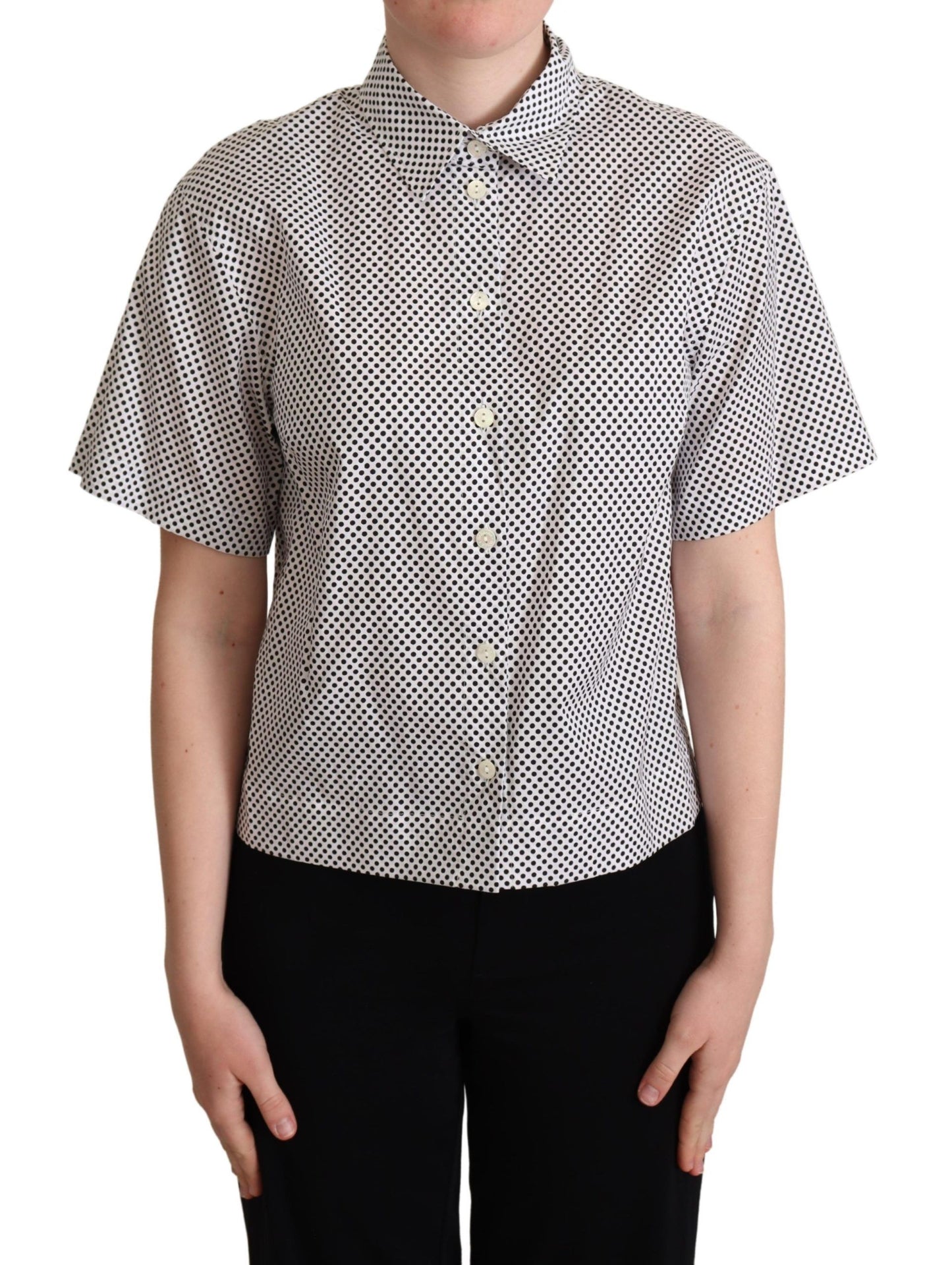 Elegante polo de algodón con lunares