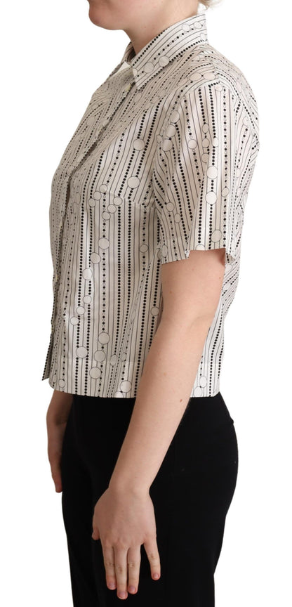 Top tipo polo con cuello de elegancia geométrica