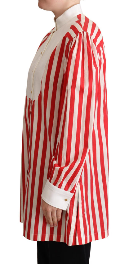 Elegante polo de algodón con rayas rojas y blancas