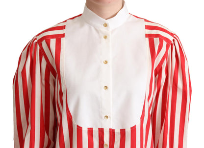 Elegante polo de algodón con rayas rojas y blancas