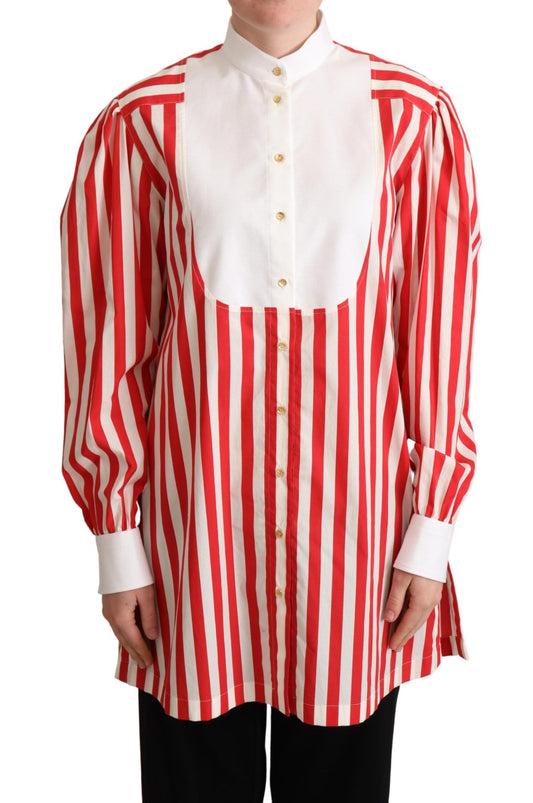 Elegante polo de algodón con rayas rojas y blancas