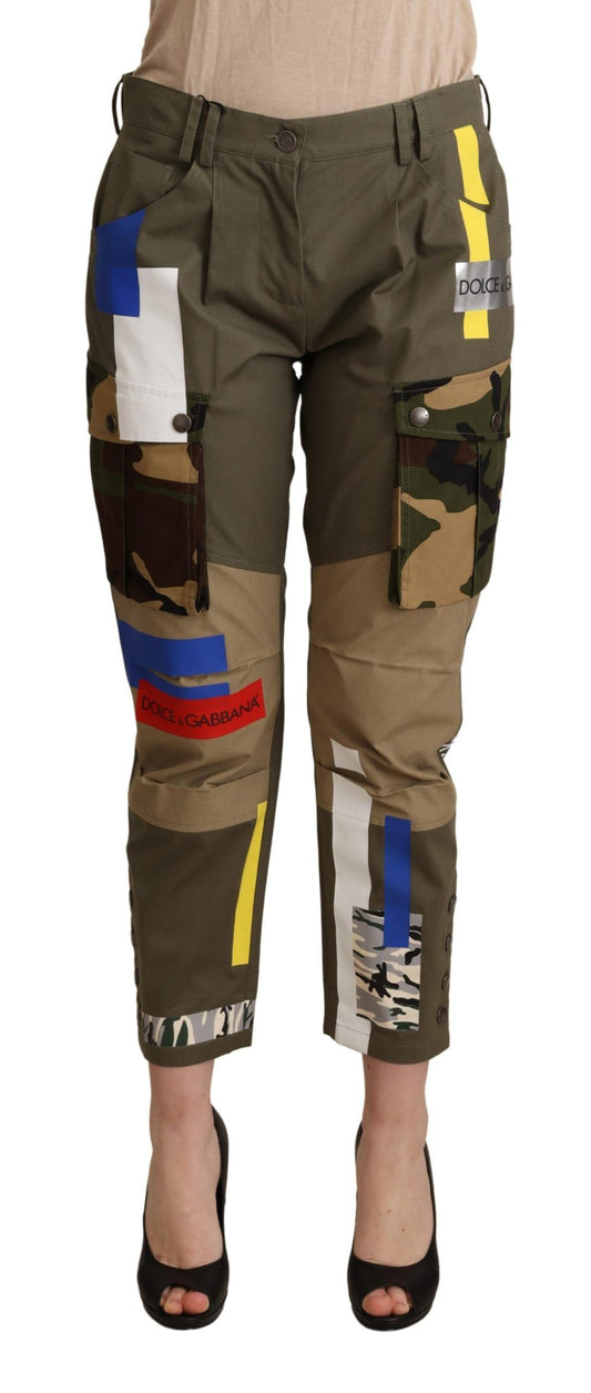 Pantalones cargo elegantes con parches multicolores