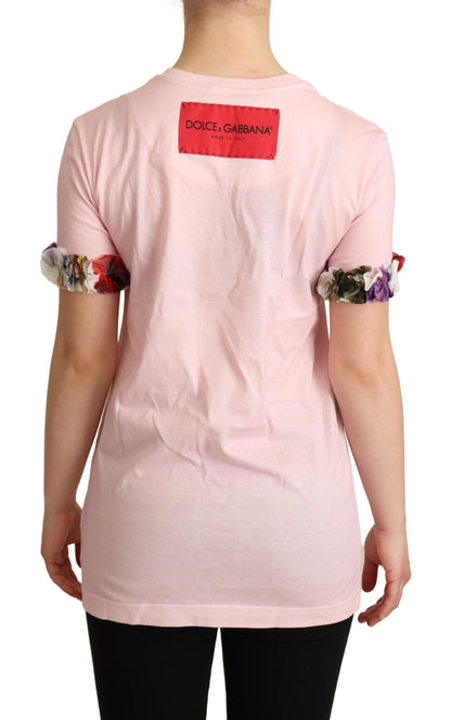 Elegante camiseta con apliques florales de rosas