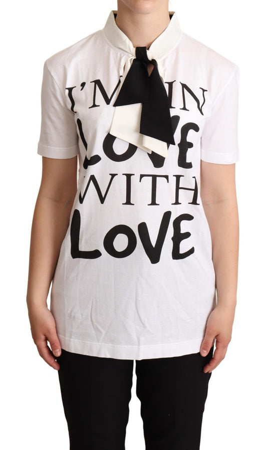 Camiseta de algodón de seda con eslogan Chic Love
