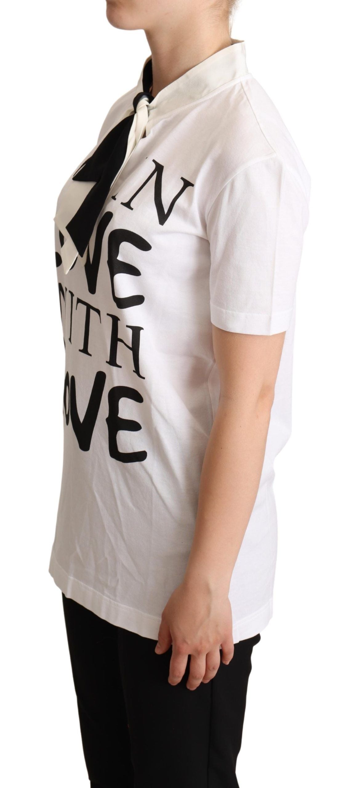 Camiseta de algodón de seda con eslogan Chic Love