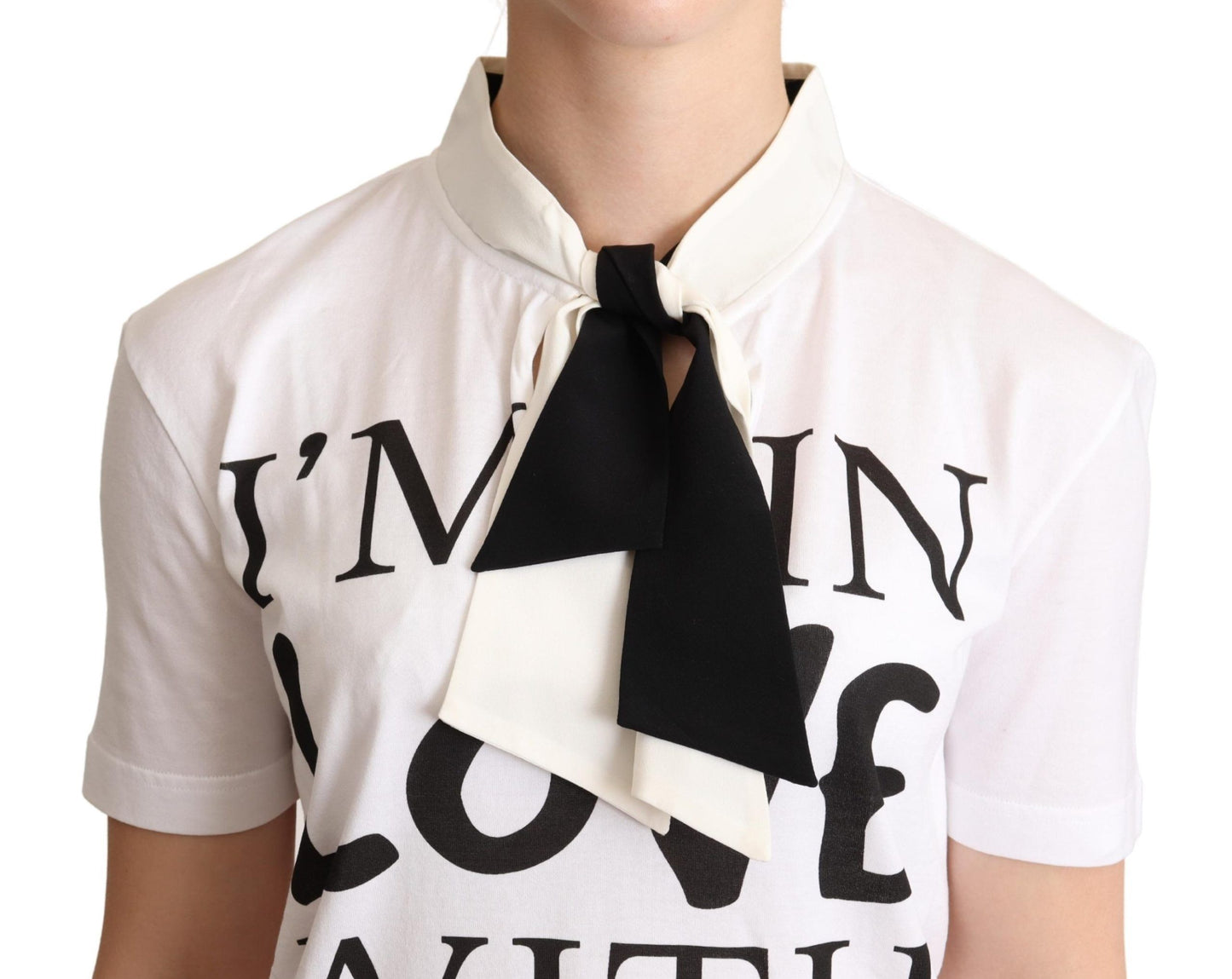 Camiseta de algodón de seda con eslogan Chic Love