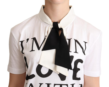 Camiseta de algodón de seda con eslogan Chic Love